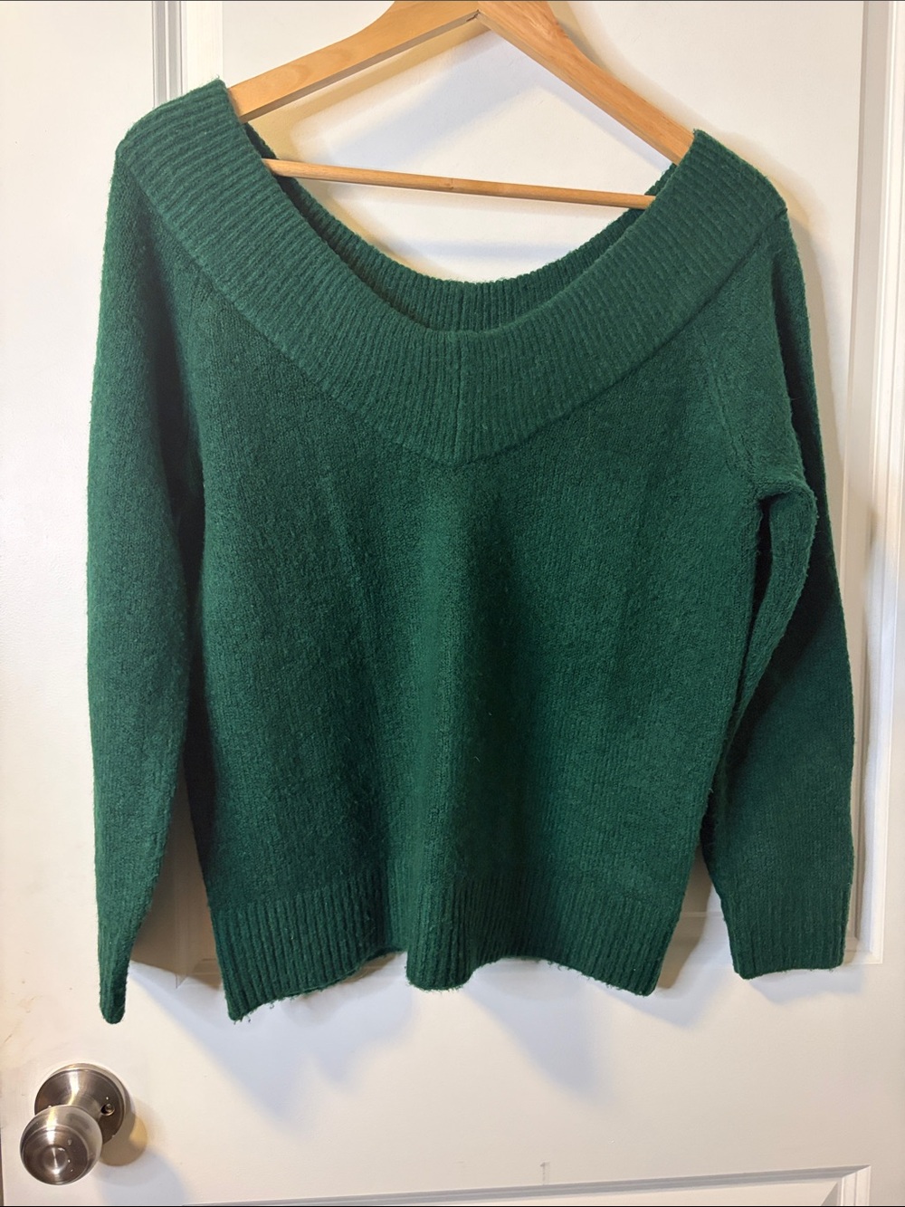 H&M Forest Green Off-Shoulder Knit Sweater